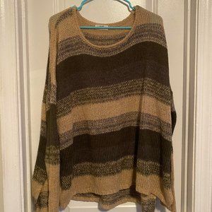 4OUR Dreamers Green and Warm Mocha Flowy Sweater